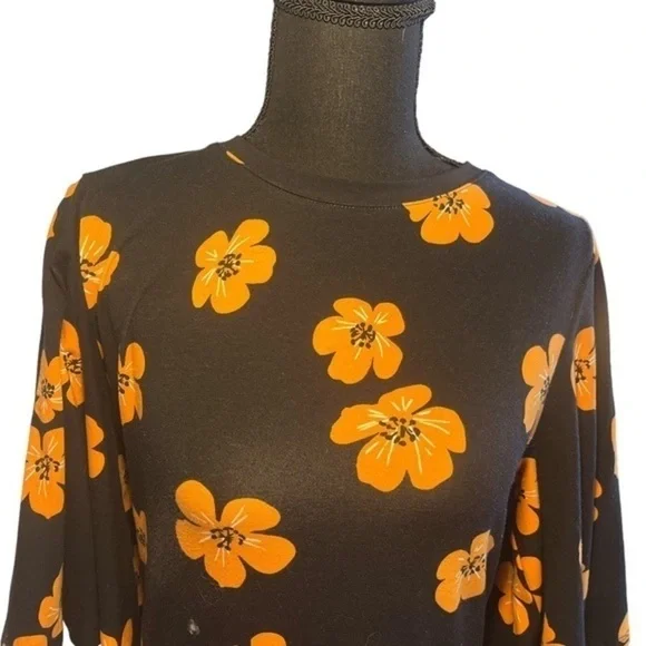 Who What Wear‎ Bell Sleeve Crewneck A-Line Dress | Black & Orange | Size… - Picture 3 of 9